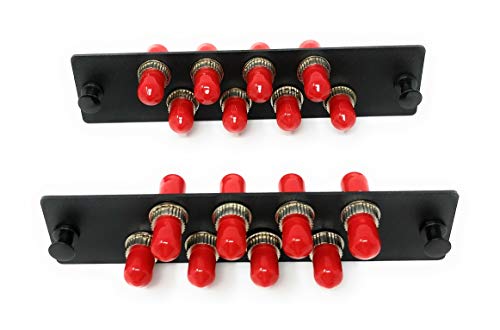 RiteAV LGX Footprint ST Adapter Panel, 8 Ports, Loaded w/8 ST Simplex Multimode Adapters, Black (2 Pack)