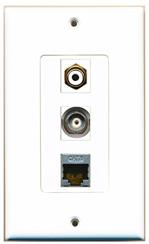 RiteAV - 1 Port RCA White and 1 Port Shielded Cat6 Ethernet and 1 Port BNC Decorative Wall Plate Decorative