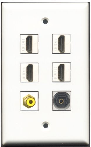RiteAV - 4 Port HDMI 1 RCA Yellow 1 Toslink Wall Plate