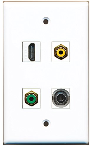 RiteAV - 1 Port HDMI 1 Port RCA Yellow 1 Port RCA Green 1 Port 3.5mm Wall Plate