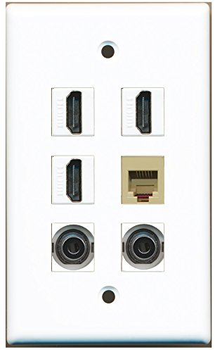 RiteAV - 3 HDMI 1 Port Phone RJ11 RJ12 Beige 2 Port 3.5mm Wall Plate