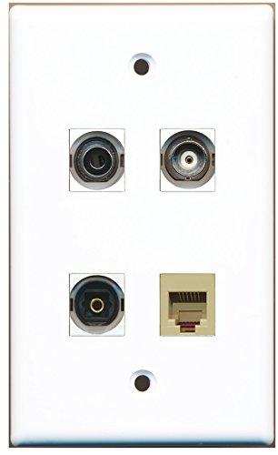 RiteAV - 1 Port Phone RJ11 RJ12 Beige 1 Port Toslink 1 Port 3.5mm 1 Port BNC Wall Plate