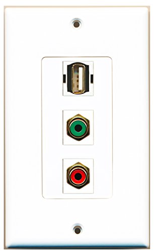 RiteAV - 1 Port RCA Red and 1 Port RCA Green and 1 Port USB A-A Decorative Wall Plate Decorative