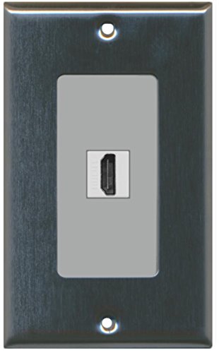 RiteAV HDMI 2.0 Wall Plate 1 Gang Decorative - 1 Port - Stainless Steel/Gray