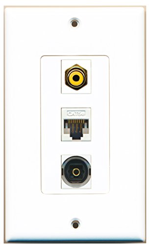 RiteAV - 1 Port RCA Yellow and 1 Port Toslink and 1 Port Cat5e Ethernet White Decorative Wall Plate