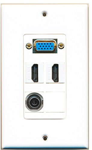 RiteAV - 1 x SVGA 2 x HDMI and 1 x 3.5mm Audio Port Wall Plate White