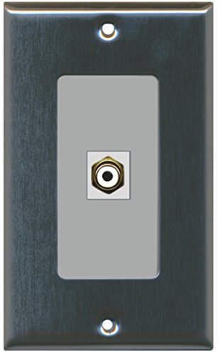 RiteAV - 1 RCA White for Subwoofer Audio Port Wall Plate Decorative - Stainless Steel/Gray