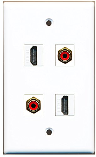 RiteAV - 2 Port HDMI 2 Port RCA Red Wall Plate