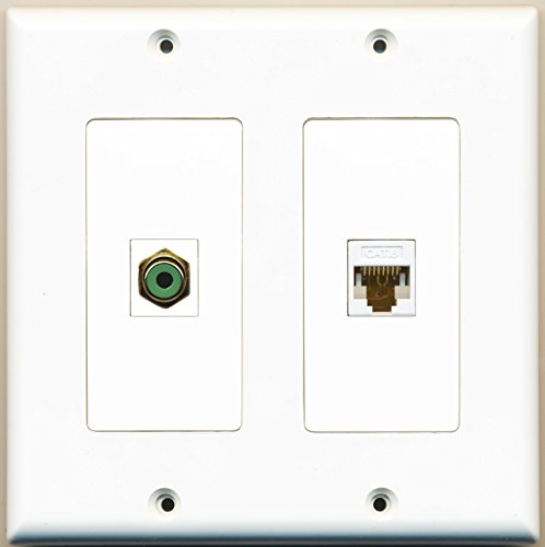 RiteAV - 1 Port RCA Green 1 Port Cat6 Ethernet White - Dual Gang Wall Plate