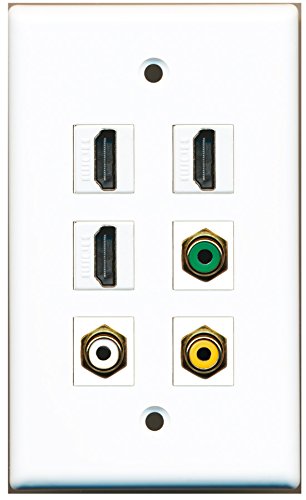 RiteAV - 3 HDMI 1 Port RCA White 1 Port RCA Yellow 1 Port RCA Green Wall Plate
