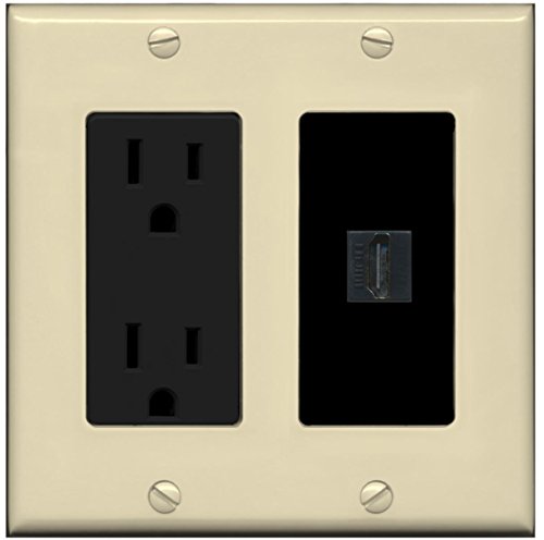 RiteAV - 15 Amp Power Outlet and 1 Port HDMI Decorative Type Wall Plate - Ivory/Black