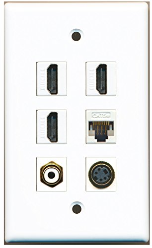 RiteAV - 3 HDMI 1 Port RCA White 1 Port S-Video 1 Port Cat5e Ethernet White Wall Plate