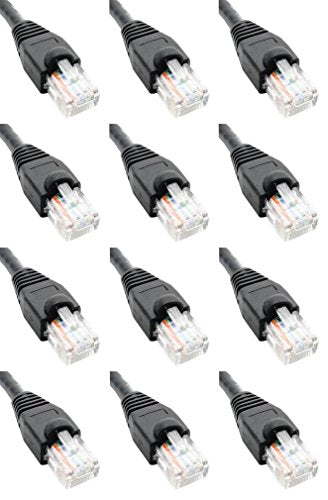 Ultra Spec Cables Pack of 12 - Black 1FT Cat6 Ethernet Network Cable LAN Internet Patch Cord RJ45 Gigabit