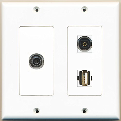 RiteAV - 1 Port USB A-A 1 Port Toslink 1 Port 3.5mm - 2 Gang Wall Plate