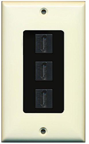 RiteAV - 3 Port HDMI Decorative Wall Plate - Light Almond/Black