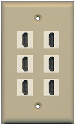 RiteAV (1 Gang Flat) 6 HDMI Ivory Wall Plate Ivory