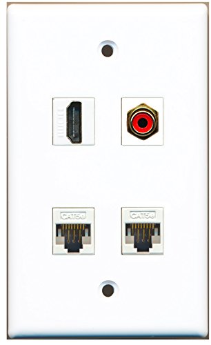 RiteAV - 1 Port HDMI 1 Port RCA Red 2 Port Cat5e Ethernet White Wall Plate