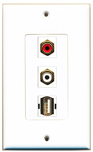 RiteAV - 1 Port RCA Red and 1 Port RCA White and 1 Port USB A-A Decorative Wall Plate Decorative