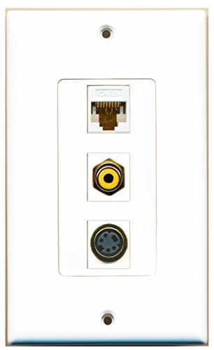 RiteAV - 1 Port RCA Yellow and 1 Port S-Video and 1 Port Cat6 Ethernet White Decorative Wall Plate Decorative