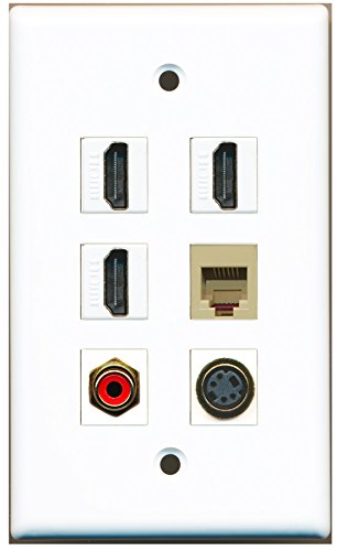 RiteAV - 3 HDMI 1 Port RCA Red 1 Port Phone RJ11 RJ12 Beige 1 Port S-Video Wall Plate