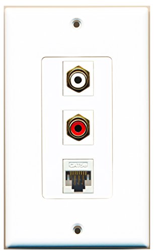 RiteAV - 1 Port RCA Red and 1 Port RCA White and 1 Port Cat5e Ethernet White Decorative Wall Plate Decorative