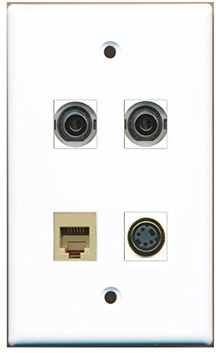 RiteAV - 1 Port Phone RJ11 RJ12 Beige 1 Port S-Video 2 Port 3.5mm Wall Plate