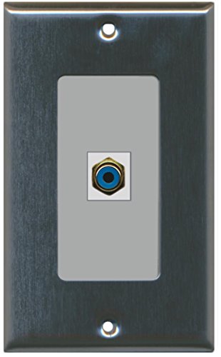 RiteAV - 1 RCA Blue for Subwoofer Audio Port Wall Plate Decorative - Stainless/Gray