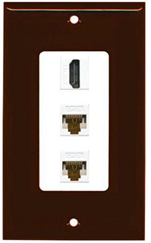 RiteAV - 1 Port HDMI 2 Port Cat6 Ethernet Decorative Wall Plate - Brown/White