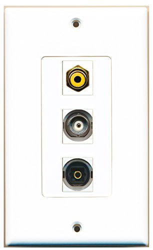 RiteAV - 1 Port RCA Yellow and 1 Port Toslink and 1 Port BNC Decorative Wall Plate Decorative