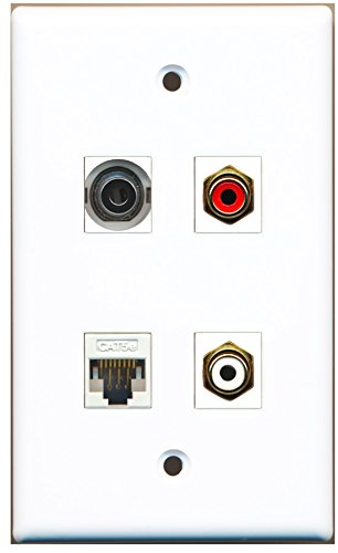 RiteAV - 1 Port RCA Red 1 Port RCA White 1 Port 3.5mm 1 Port Cat5e Ethernet White Wall Plate