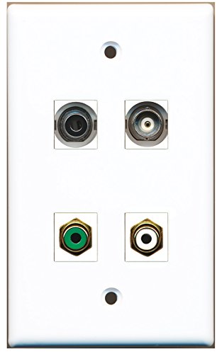 RiteAV - 1 Port RCA White 1 Port RCA Green 1 Port 3.5mm 1 Port BNC Wall Plate