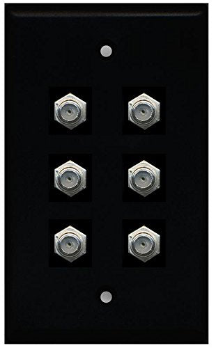 RiteAV (1 Gang Flat) 6 Coax Black Wall Plate Black