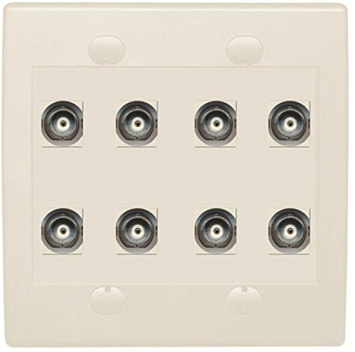 RiteAV 8 Port BNC Female/Female HD-SDI Jack Wall Plate - Light Almond