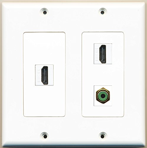 RiteAV - 2 Port HDMI 1 Port RCA Green - 2 Gang Wall Plate