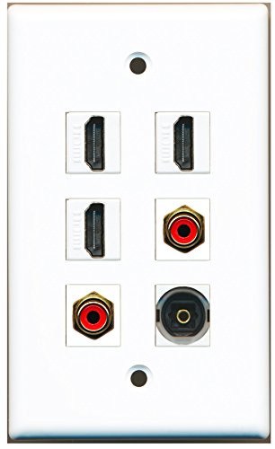 RiteAV - 3 HDMI 2 Port RCA Red 1 Port Toslink Wall Plate