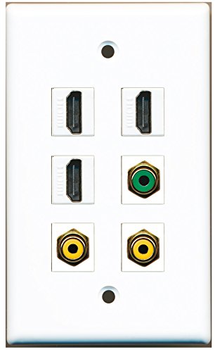 RiteAV - 3 HDMI 2 Port RCA Yellow 1 Port RCA Green Wall Plate