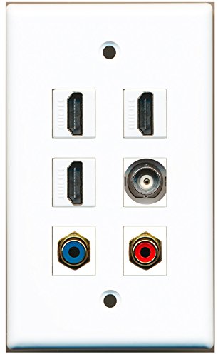 RiteAV - 3 HDMI 1 Port RCA Red 1 Port RCA Blue 1 Port BNC Wall Plate
