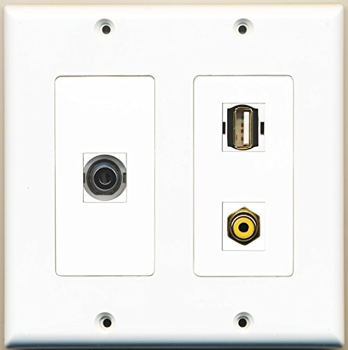 RiteAV - 1 Port RCA Yellow 1 Port USB A-A 1 Port 3.5mm - 2 Gang Wall Plate