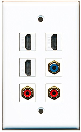 RiteAV - 3 HDMI 2 Port RCA Red 1 Port RCA Blue Wall Plate