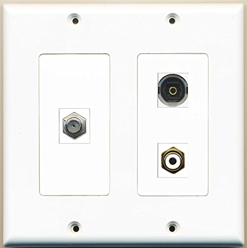 RiteAV - 1 Port RCA White 1 Port Coax Cable TV- F-Type 1 Port Toslink - 2 Gang Wall Plate