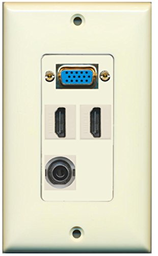 RiteAV - 1 x SVGA 2 x HDMI and 1 x 3.5mm Audio Port Wall Plate - Light Almond