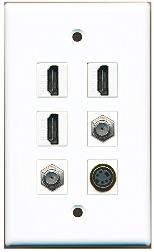 RiteAV - 3 HDMI 2 Port Coax Cable TV- F-Type 1 Port S-Video Wall Plate