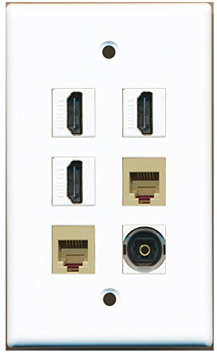RiteAV - 3 HDMI 2 Port Phone RJ11 RJ12 Beige 1 Port Toslink Wall Plate