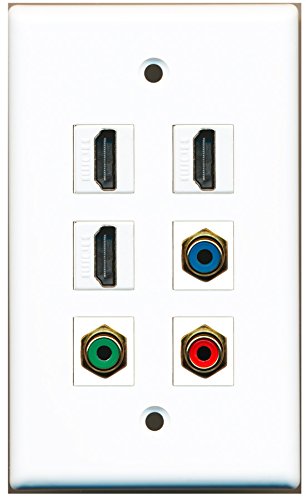 RiteAV - 3 HDMI 1 Port RCA Red 1 Port RCA Green 1 Port RCA Blue Wall Plate