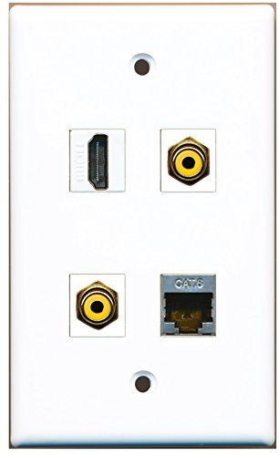 RiteAV - 1 Port HDMI 2 Port RCA Yellow 1 Port Shielded Cat6 Ethernet Wall Plate