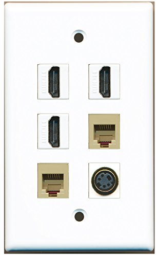 RiteAV - 3 HDMI 2 Port Phone RJ11 RJ12 Beige 1 Port S-Video Wall Plate