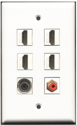 RiteAV - 4 Port HDMI 1 RCA Red 1 3.5mm Wall Plate