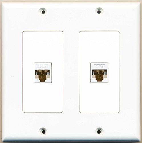 RiteAV Decorative 1 Gang 2 Port Cat5e Wall Plate - White/White