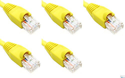 Ultra Spec Cables Pack of 5 - Yellow 1FT Cat6 Ethernet Network Cable LAN Internet Patch Cord RJ45 Gigabit