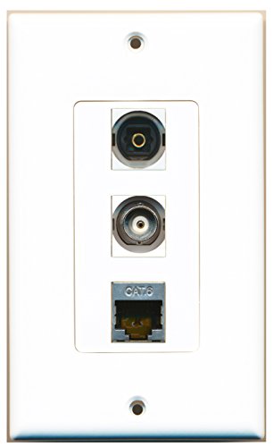 RiteAV - 1 Port Shielded Cat6 Ethernet and 1 Port Toslink and 1 Port BNC Decorative Wall Plate Decorative